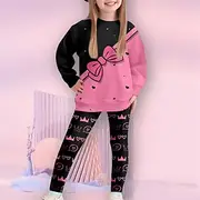 Girls' 3D Letter Sweatshirt Legging Set Set Long Sleeve 3D Print Fall Winter Active Fashion Daily Kids 4-12 Years Crew Neck Outdoor Vacation Date Regular Fit