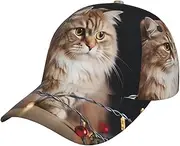 [LDTVSFZQ] A Cat and Christmas Lights Baseball Cap for Men Women Dad Hat Classic Adjustable Trucker Hats Summer Sun Hats Fashion Sports Hats Black, Black, One Size-X-Large