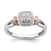 14K White u0026 Rose Gold Real Diamond Cluster Engagement Ring