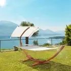 Hammock Swing Bed Outdoor Patio Lounger with Sun Shade for Balcony