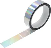 X AUTOHAUX 1 Roll Universal Air-Release Adhesive Pinstripe Tape Holographic Automotive Pinstriping Tape Chrome Silver Tone 0.87"x164.04ft