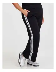 [Taking Shape] Ponte Mimi Stripe Wide Leg Pant in Black