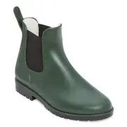 new in box St. John's Bay Womens Pull On Flat Block Heel Rain Boots Size 6 m