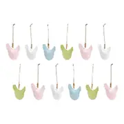 12x LVD Hen Hanger Piece Iron/Wood Home Decor Hanging Ornament 11cm Assorted