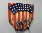 Handmade Wooden American Flag Rustic Key Holder 10 Hooks Size 18 Made in the US