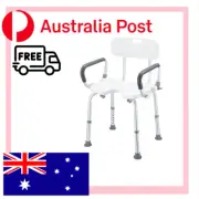 NEW Adjustable Shower Chair Seat Bath Stool with Padded Armrest for Weak Persons