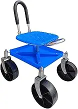 SiaBiced Garden Work Seat with Wheels, Multi-Purpose Adjustable Height Garden Chair, Stool for Gardening, Planting and Garden Maintenance, Blue, as described