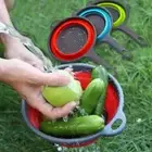 Kitchen Collapsible Silicone Colander Vegetable Strainer Basket with Handle AE