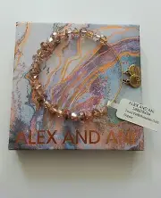 Alex and Ani Tinsel Copper Swarovski Crystal Bangle Beaded Bracelet NWT
