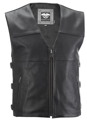 Highway 21 Men's Motorcycle 12 Gauge Vest (Black, Small)