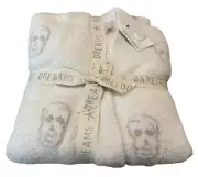 Barefoot Dreams Cozychic Scattered Allover Skulls Robe Cream Size Medium New