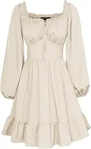 [SCARLET DARKNESS] Womens Corset Dress Long Lantern Sleeve Off The Shoulder Mini Dress