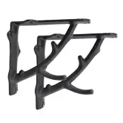 NACH Decorative Shelf Brackets 2 Pack of 7 x 2 x 7.3 inch Black Cast Iron Rus...