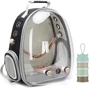 Bird Carrier Backpack, Bird Travel Backpack with Stainless Steel Tray Bird Feeder 1 Standing Perch (Grey)