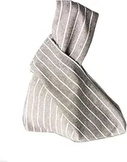 [Chezi] Women's Stripes Pattern Cotton Knot Bag Small Size Canvas Tote