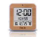 Wooden Electronic Alarm Clock Creative Double Alarm Clock For Temperature And Humidity - Yellow