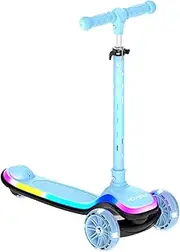 [HOVER-1] Chroma Folding Kick Scooter for Kids with Multicolor Wheel Lights, 3” Front Wheels, Rear Foot Brake, and 110 LB Weight Capacity