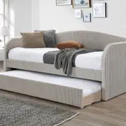 Wren Day Bed with Trundle Beige pleated velvet