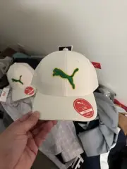 Puma Logo Hat Flex Fit L/XL White & Green