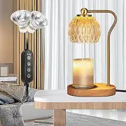 Candle Warmer Lamp, Electric Candle Lamp Warmer with Timer, Mom Christmas Birthday Gifts, House Warming Gifts New Home Bedroom Decor, Dimmable Wax Melt Warmer with 2 Bulbs