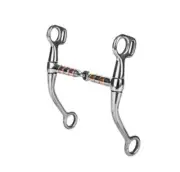 Stainless Steel Shank Training Snaffle Bit w/Copper Rollers 5", Jointed Mouth