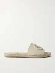 [Gucci] Gucci - Cutout Leather Espadrille Slides - Ivory - IT39 IT 39 Ivory
