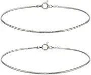 [Tongari] 925 Pure Silver Anklet With Black Crystal & Silver Beads For Women Design-2, Free, Sterling Silver, no gemstone