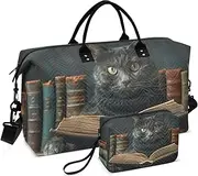 [YXYZRMY] Travel Duffel Bag Black Cat Table Book Gym Bag Sports Tote Bag with Multiple Interior Pockets Shoulder Weekender Bag for Women Men with Toiletry Bag 20.5”x 7.9”x 13.8, Multi-Colored, one size