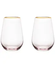Twine Rose Crystal Stemless Wine Glass Set