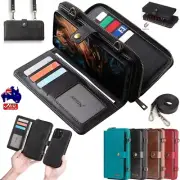 For iPhone 16 16e 15 14 13 12 11 Pro Max XR Detachable Leather Wallet Case Cover