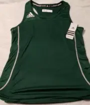 Adidas Womans Climacool Tank Top Green W/White Trim Size S NWT
