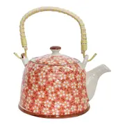 Daisy Peach 18cm Ceramic Teapot Decorative Brewing Tea Container Pot w/ Handle