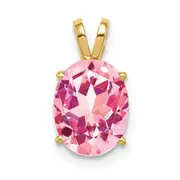 14k Yellow Gold 9x7mm Oval Pink Tourmaline pendant