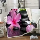 Great Candles Light Pink Flowers 3D Warm Plush Fleece Blanket Picnic Sofa Couch