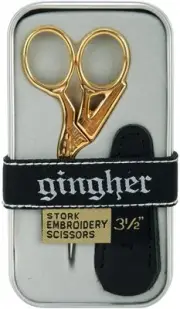 FISKARS Gingher Gold-Handled Stork Embroidery Scissors 3-1/2" (1005280)