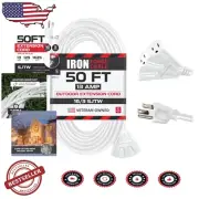 Weatherproof 50 Ft Extension Cord with 3 Outlets - Perfect for Decorations