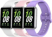 [3-Pack] Silicone Bands intended for Samsung Galaxy Fit 3, Soft Sport Silicone Replacement Straps Wristbands for Galaxy Fit 3 SM-R390 Smart Watch Women Men