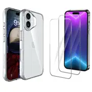 iCoverLover For iPhone 16 Case + 2X Glass Screen Protectors Clear