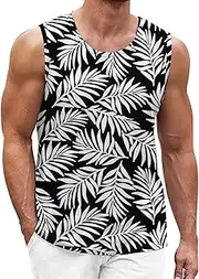 [Generic] Shirts Men Dressy Casual 3D Printed Loose and Trendy Beach Vest M Shirt