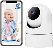 4MP Indoor Cameras for Home Security, 2.4/5G WiFi Baby/Dog Monitor with Phone APP, Auto Tracking, Human Motion Detection, Night Vision, 2 Way Audio, IP Camera Work with Alexa & Google Home (White)