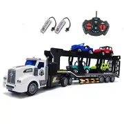 Remote Control Car Transporter Truck Includes 4 Cars - 14" 1:48 Mini RC Toy