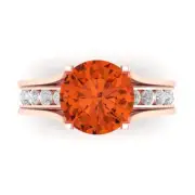 2.89ct Round Cut Red Stone Ring Band bridal Set Sliding 14k Rose solid Gold