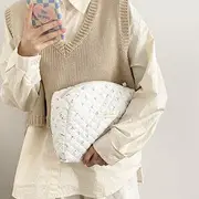 TangTangBags - Floral Print Quilted Makeup Pouch Cherry - White - One Size
