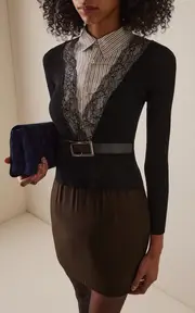 [Marie Adam-Leenaerdt] All In Wool-Layered Cotton Shirt