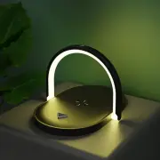 3 In 1 Foldable Wireless Charger with Night Light LED Lamp Bluetooth Speaker 15W High Power Fast Charging Black