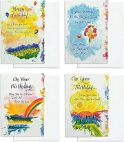 Blue Mountain Arts Birthday Card Assortment—4 Unique Greeting Cards with Uplifting Happy Birthday Wishes for the Special People in Your Life