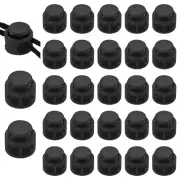 25 Pcs Plastic Spring Cord Lock, Double Hole Toggle Round Stopper, Black