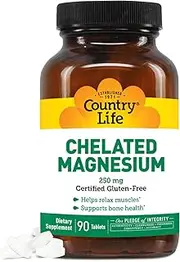 Country Life Chelated Magnesium 250 mg, 90 Tablets