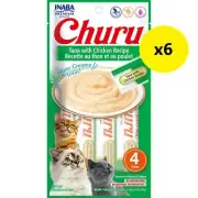 Inaba Churu Puree Tuna with Chicken Cat Treats 56g x 6 (+_+)