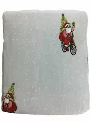 Threshold Flannel Sheet Set Gray & Red Christmas Santa Queen Bed Sheets, Bedding